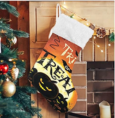 Коледни Чорапи ALAZA, Знамена на Хелоуин, Класически Персонализирани Големи Чулочные Украса за Семейни Тържества, декорация за Партита, 1 опаковка, 17,7