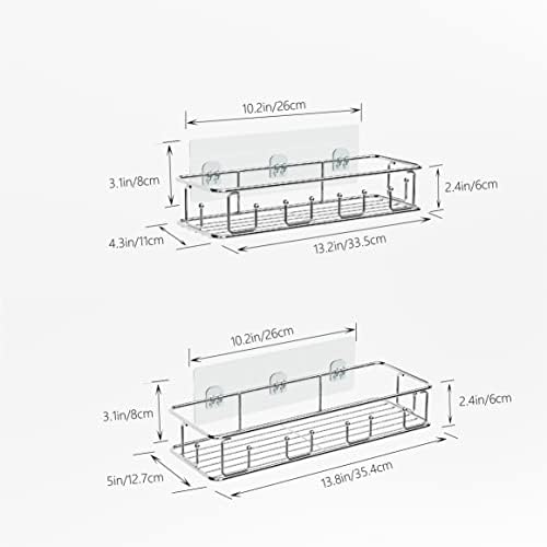 Срок за душ кабина Glorystage, 2 опаковки Лепкав Организатор за душ с Куки Сребрист Цвят, Стенен Органайзер за баня от Неръждаема Стомана за Вътрешния душата, Рафтове За ?