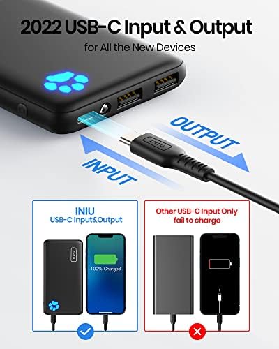 Преносимо зарядно INIU B41, USB, C, Най-Тънък Трехъядерный 3A Високоскоростен блок захранване за мобилен телефон с капацитет 10000 ма батерия и зарядно устройство INIU I622 USB C, М