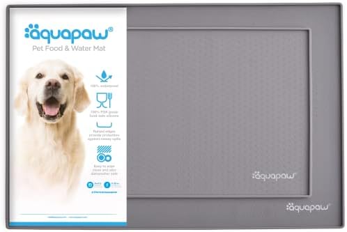 Aquapaw 2 опаковки нескользящих подложки за хранене на домашни любимци | 1 Средно 19 x 12 и 1 Голям 23,6x 15,7 | Водоустойчива повърхност за хранене, могат да се мият в миялна маш?