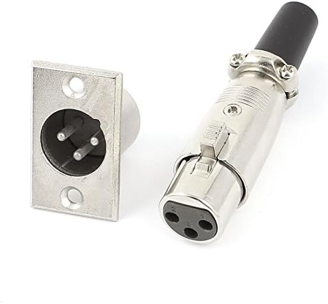 Qtqgoitem Метален корпус от мъжа към жената Аудио Микрофон кабел Конектор XLR Черен Сребрист оттенък (модел: 598 b1a 720 b67 327)