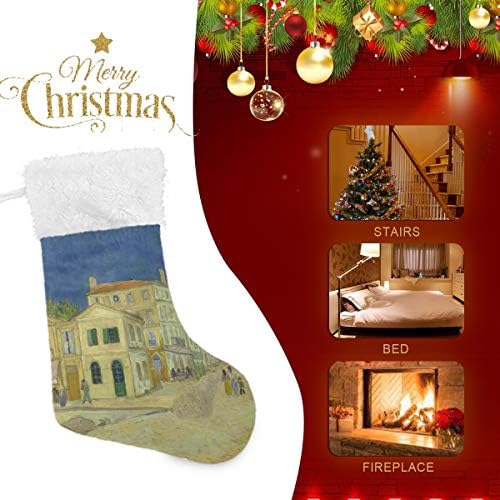 Коледни Чорапи, Жълта къща ПИМИЛАГУ Ван Гог, 1 Опаковка, 17,7 инча, Окачени Чорапи за Коледна украса