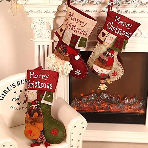 Aetygh 3 Опаковки, Коледни Чорапи, Персонални Коледни Чорапи С Коледните Шарките На Шерлок, Окачени Коледна Украса За Дома На Стълбите