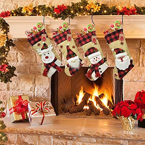MBETA 18 Коледни Чорапи, Коледни Чорапи, Персонализиран с надпис, Коледни Чорапи, Празнична Коледна украса, Подаръци за семейството и децата, (Снежен човек) (Цвят: 4 бр.)