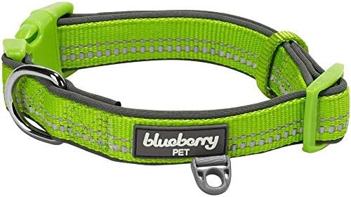 Blueberry Пет Мек и Безопасен Регулируем Нашийник за кучета С Светоотражающей подплата от неопрен с дължина 3 М - Маслинено-Зелен