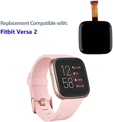 LCD дисплей SWARK, съвместим с smart часовника Fitbit Versa 2 (черен) Смяна на сензорен екран + Инструменти