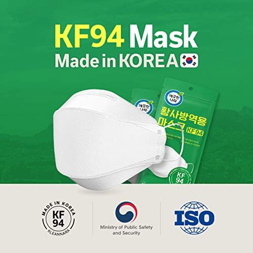 [30 маски] [KLEANNARA] 4-слойная маска рибено тип KF94 Премиум-клас с 3D дизайн, безопасни за възрастни (бяла). Дишаща защитна маска