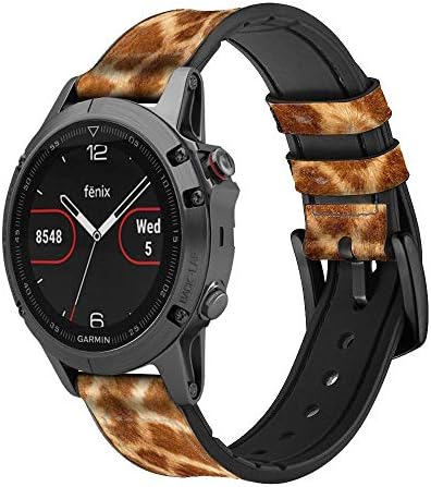 CA0051 Кожа Жираф и силиконов Ремък за смарт часовници на Garmin Vivoactive 4 Размера (22 мм)