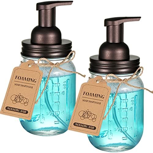 Диспенсер за пенящегося сапун SheeChung Mason Jar - Капак от неръждаема стомана със защита от корозия и помпа за пенящегося сапун,