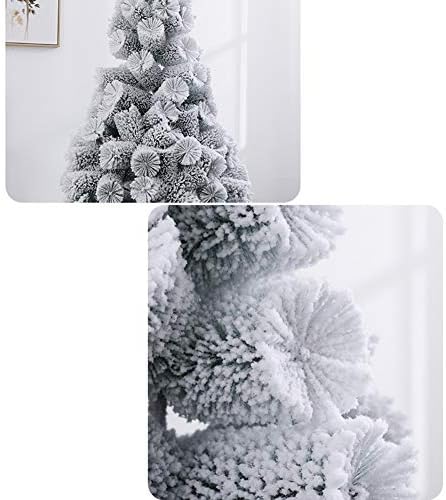 Коледно дърво ZPEE White с Гол дърво, Покрита с Изкуствен Сняг, Навесная Борова коледно Дърво с Метална стойка, Лесно монтируемая, Неосвещенная-Бяло C 2,1 m (6,8 метра)