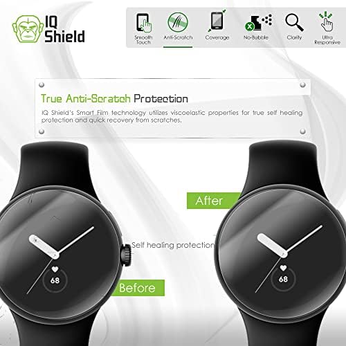 Защитно фолио IQShield, съвместима с Pixel Google Watch (6 бр. в опаковка) (обновена версия 2), антипузырьковая Прозрачен филм