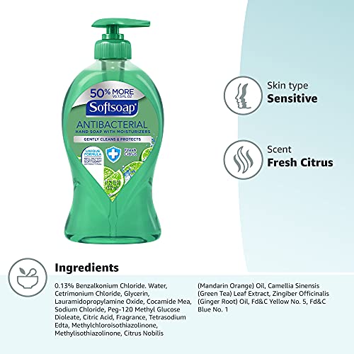 Течен Антибактериален сапун за ръце Softsoap, Пресни Цитрусови плодове - 11,25 течна унция Зелен цвят