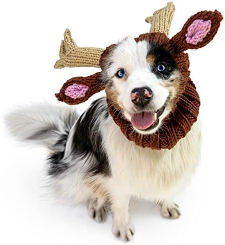 Костюм на Елен Zoo Snoods за кучета и котки, Средно-Топла Качулка с мирис на ушите си, без Клапани за домашни любимци, Костюм за кучета за зимата, Хелоуин, Коледа и Нова Го?