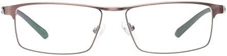 HELES Мъжки слънчеви Очила за четене с едно зрение в метална рамка TR с пълна рамки UV + 420cut, Блокиране на Синя Светлина, Очила