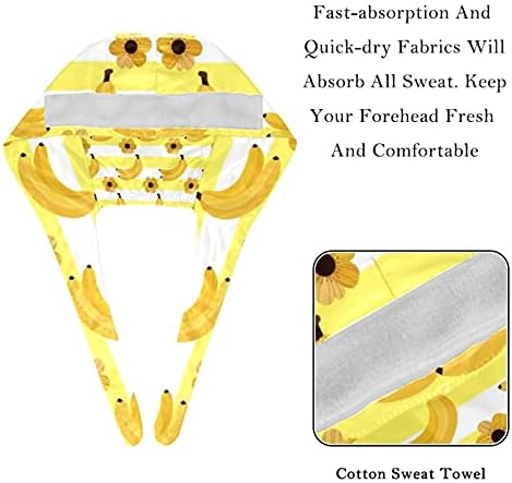 DEYYA, 2 Опаковки, Работна Шапка с Пуговицей и Тренировъчната Лента за Жени с Дълга Коса, Шапка с Регулируем Завязыванием Отзад, Летен Банан Модел