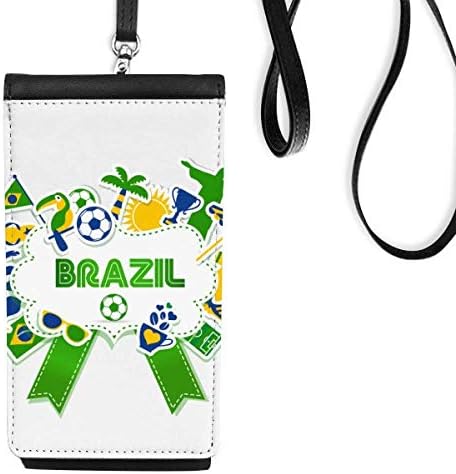 Футбол Бразилия Културен Телефон В Чантата Си Портфейл Окачен Мобилен Калъф Черен Джоба