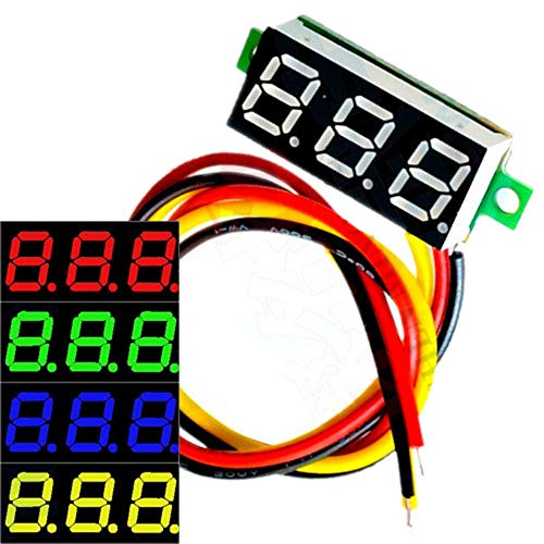(5 опаковки) Сверхмалый волтметър JacobsParts 0-100 В постоянен ток с 3 жици, led Волтметър, тестер за напрежение (в червено)