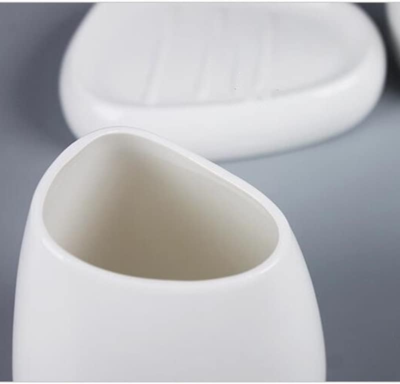 SLYNSW Бяла Керамика Набор от Аксесоари За Баня Опаковка Сапун Притежателя на Четка за зъби Кутия За Памучни Тампони Средства За Миене на Баня