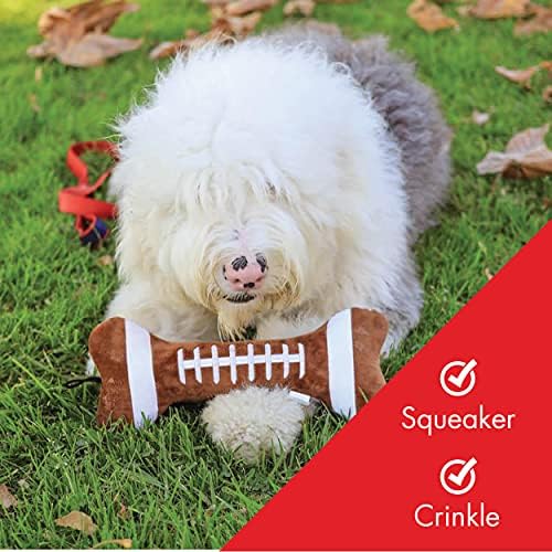 H & K за кучета Power Plush | Футбол кост (Голям) | Забавна играчка за куче на рожден ден | Играчка за кучета с пищалкой | Подарък
