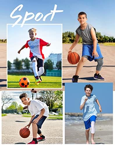 Компресия Панталони Roadbox Boys One Leg 3/4 от 2 опаковки - Баскетболни Чорапогащи за Фитнес, Гамаши с Основния слой за спорт