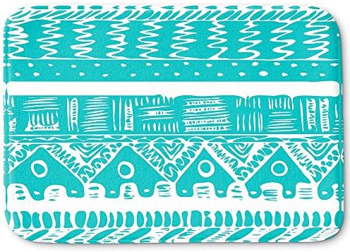 DiaNoche разработва постелки за баня или кухня с ефект на паметта Organic Saturation - Boho Blue Aztec, Големи 36 x 24 инча