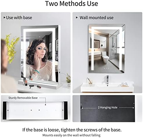 Огледало за тоалетка маса Meidom с осветление, Огледало за тоалетка масичка за грим с подсветка за настолен или стенен монтаж, Голливудское