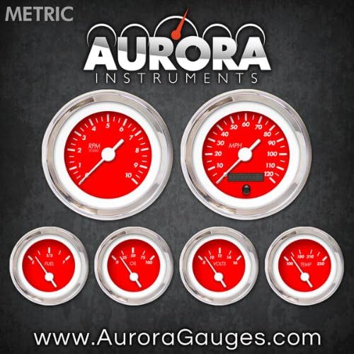 Комплект червени метрични маркери Aurora Instruments 4838 6-Ти калибър (бели реколта игла, хром пръстени за довършителни работи,