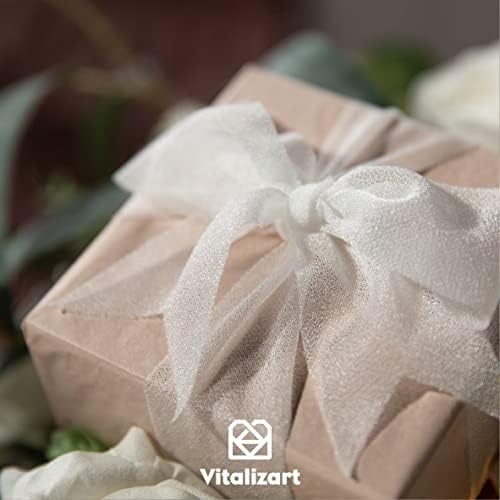 Vitalizart Бяла Панделка за Подарък опаковки 1,5 Инча x 15 Ярда на Окото е Прозрачна Лента за Булчински Букет за Душата, Сватбени