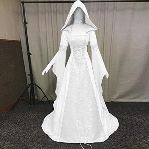Средновековна рокля ZEFOTIM, женски винтажное рокля-наметало на вещица с качулка, средновековна сватбена рокля с ръкави-тръби, рокля за cosplay на Хелоуин