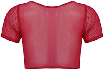 Doomiva Женски Прозрачен Мрежест Жилетка, Тениска, Прозрачен Съкратен Топ За Танца На Корема, Прозрачна Блуза
