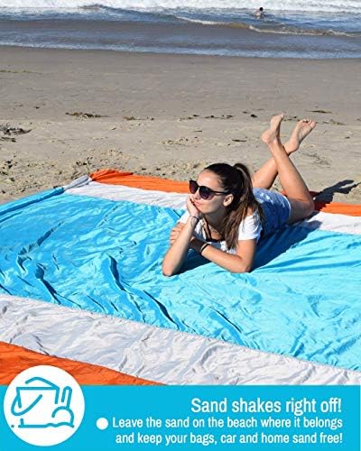 Плажна одеяло ECCOSOPHY без пясък 9x10 фута + еко-приятелски быстросохнущее плажна кърпа от микрофибър 71x35 инча.