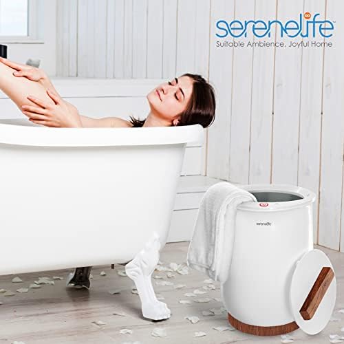 SereneLife Luxury Warmer Bucket Style-Бяло Голям Преносим спа-нагревател за баня, автоматично изключване, побира до две Кърпи /
