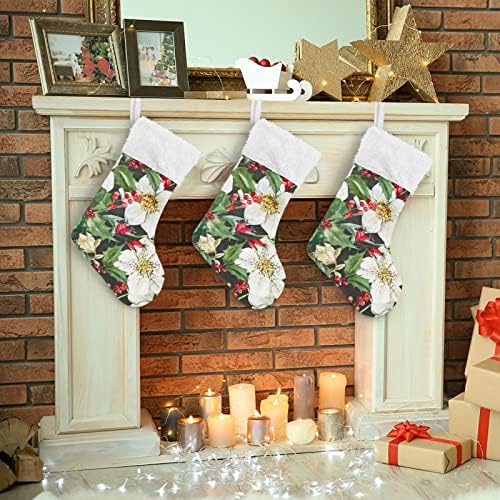 Коледни Чорапи ALAZA с Коледните Цвете, Класически Персонализирани Големи Чулочные Украса за Семейни Тържества, декорация за Партита,