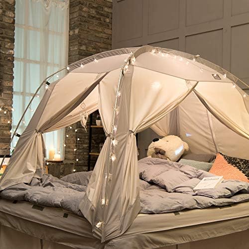 DDASUMI Signature 4-рамка, която е покрита палатка-легло, Детска палатка за уединение на легла за топъл и уютен сън Dream Sleep, палатката е без пол. Памучен палатка, S-PE полюс, Миещ?
