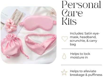 Подаръчен комплект с маска за сън (включва: Атласную маска за сън, дъвка за коса, лента за главата и чанта (идеален за грижи за