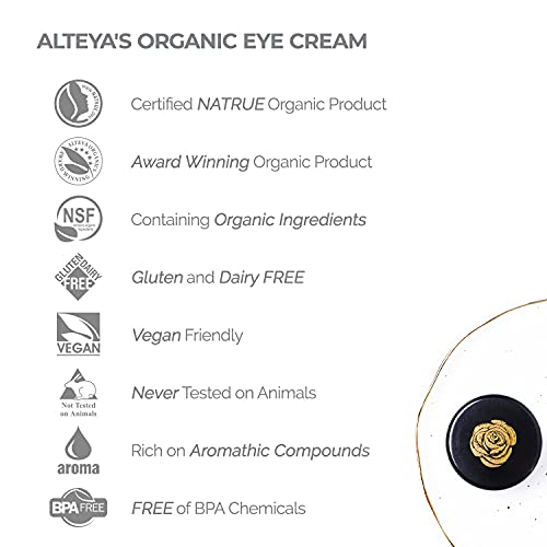 Крем за очи Alteya Organics е Сертифициран Органичен грижа за кожата 0,51 ет. унция /15 мл Bio Damascena отличеният с награди Неостаряваща