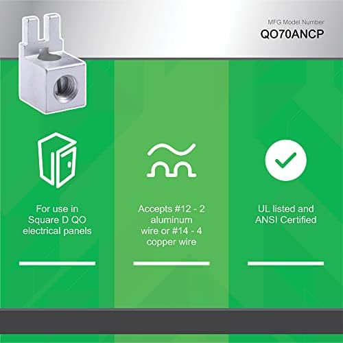 Square D - QO70ANCP Комплект помощни неутрални накрайници Square D Qo70An, за използване на Центрове на натоварването, 100 А