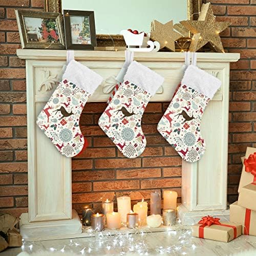 Коледни Чорапи ALAZA, Коледни Елени, Класически Персонализирани Големи Чулочные Украса за Семейни Тържества, декорация за Партита,