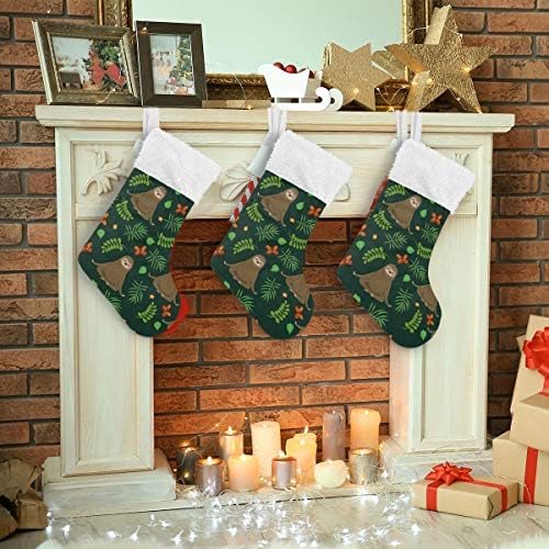 Коледни Чорапи ALAZA, Ленивцы, Занимаващи се с Йога, Класически Персонализирани Големи Чулочные Украса за Семейни Тържества, декорация