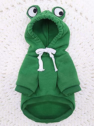 QWINEE Frog Design Hoody с Качулка за Кучета, Костюм за Кучета, Празничен Костюм за Хелоуин, Риза за Кучета, Hoody, Дрехи за Котки, Кученца, Малки Средни Кучета, Зелен S