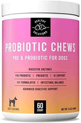 Набор от пробиотици за кучета с глюкозамин и хондроитин - за 60 меки дъвчащи гумени ленти във всяка - Пробиотици и храносмилателни