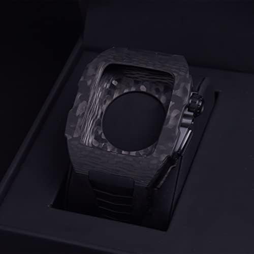 Комплект модификация часа AEMALL от въглеродни влакна за Apple Watch 7 с корпус от въглеродни влакна, 45 мм, за 6 SE 5 4 с каишка