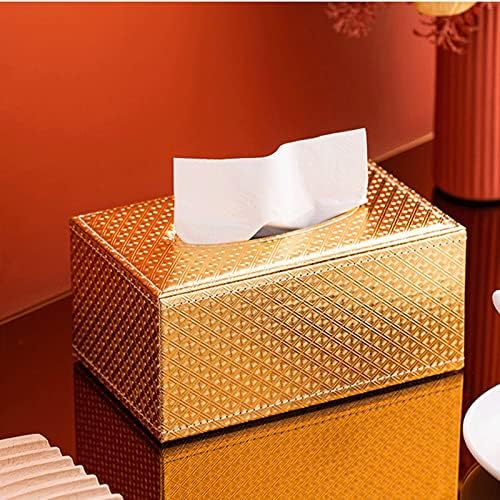 LLLY Златната Кутия за Салфетки Кожена Начало Декор Бял Дом Офис За Съхранение на Салфетки Държач за Кърпички Калъф за Салфетки от Цигарена хартия (Цвят: златен)