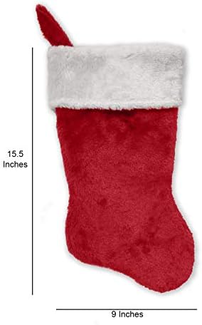 Коледни чорапи с бродирани мен монограм, Червено-бял плюш, Инициал N