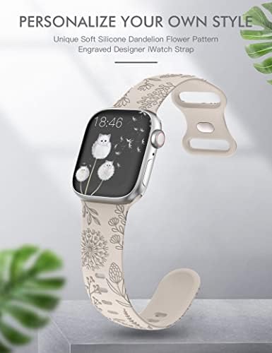 Minyee 2 опаковки, съвместими с каишка на Apple Watch 38 мм 40 мм 41 мм За жени и момичета, Сплетен Еластичен Силикон гривна с цветя