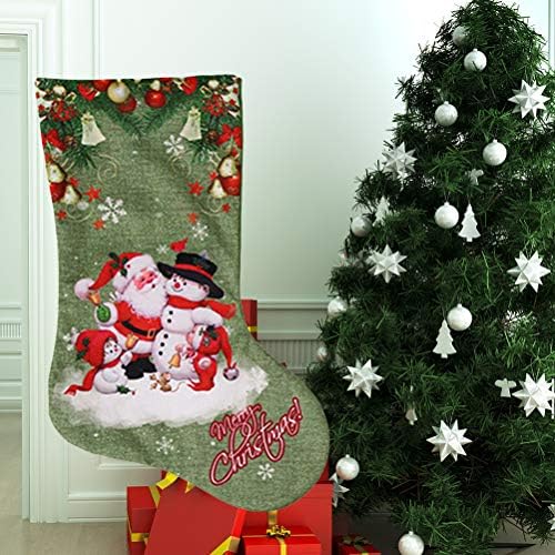 BESPORTBLE Коледен Зелени Чорапи Очарователна Коледна Елха Камина Стенни Вратата Висящи Украшения Бонбони подарък Чанта (Дядо Коледа)