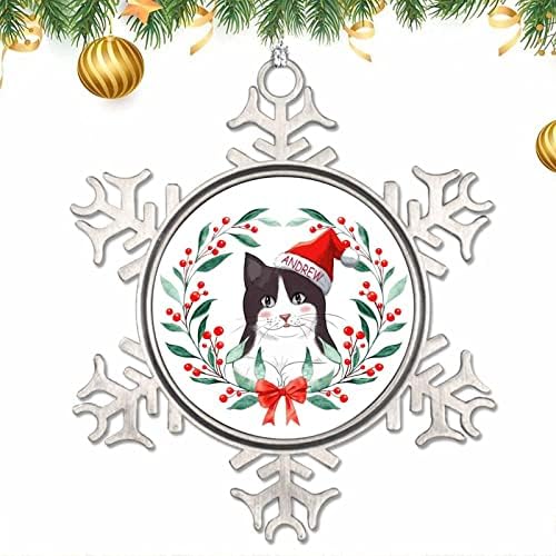 Купа Коледни Украшения във формата на Снежинки, Произведено по Поръчка на Името на Котката, Венец от Остролиста, Коледни Украси,