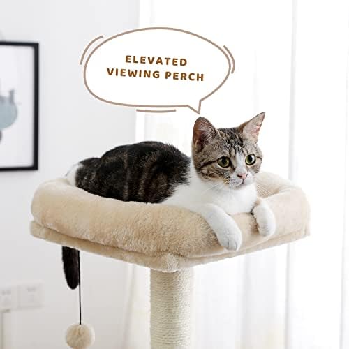 HOUKAI Cat Tree Дървен Многослоен Стъргало за Котки Кула Гнездо За Катерене за Котки Уютна Кондоминиумная Версия на Окачен Бал (Цвят: