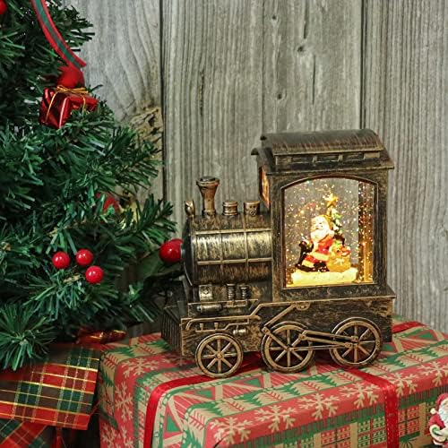 GenSwin Коледа Снежна Топка, Фенер, Воден Вихър блясък с Таймер 6 Часа, музикална led Сцена на Дядо Коледа на Батерии за Коледната Украса на дома и за подарък (Мед)