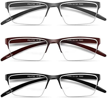 EYESPEX 3 Опаковки Очила за четене в Половината на Рамки Унисекс Модни Стилни Очила За четене Със защита От Надраскване Компютърни Очила За Четене